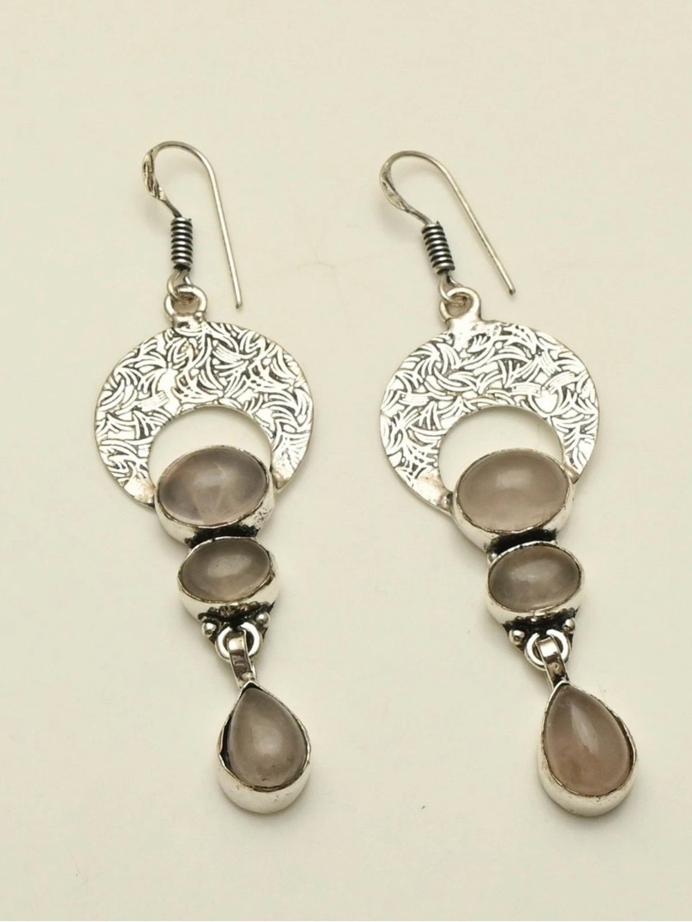 Rose Quartz Gemstone Handmade Drop Dangle Earrings
